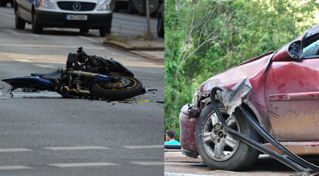 Motorcycle vs Car Crash