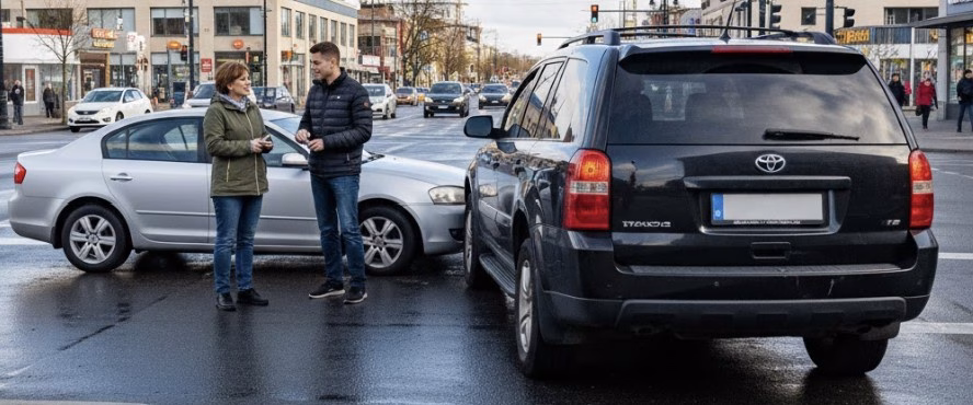 A low-speed car accident at an intersection in Arkansas